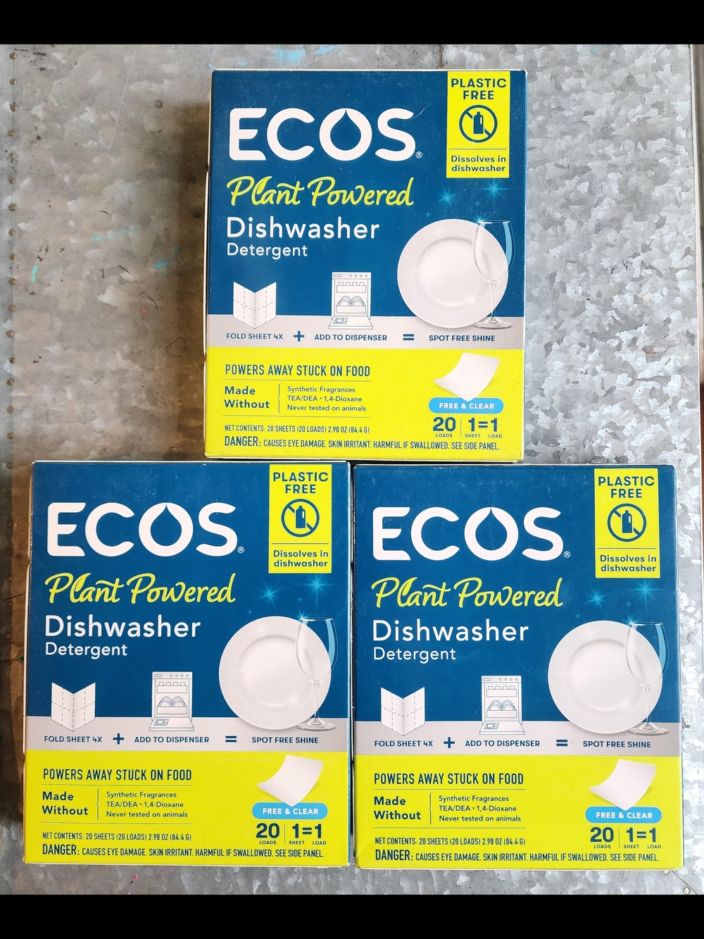 ECOS Plant Powered Dishwasher Detergent Sheets (Three Boxes Of 20 Sheets)